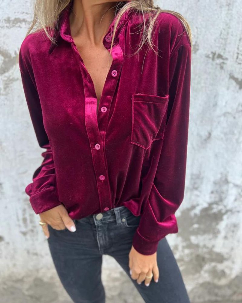 Arinka | Camisa de Terciopelo con Botones en la Parte Delantera
