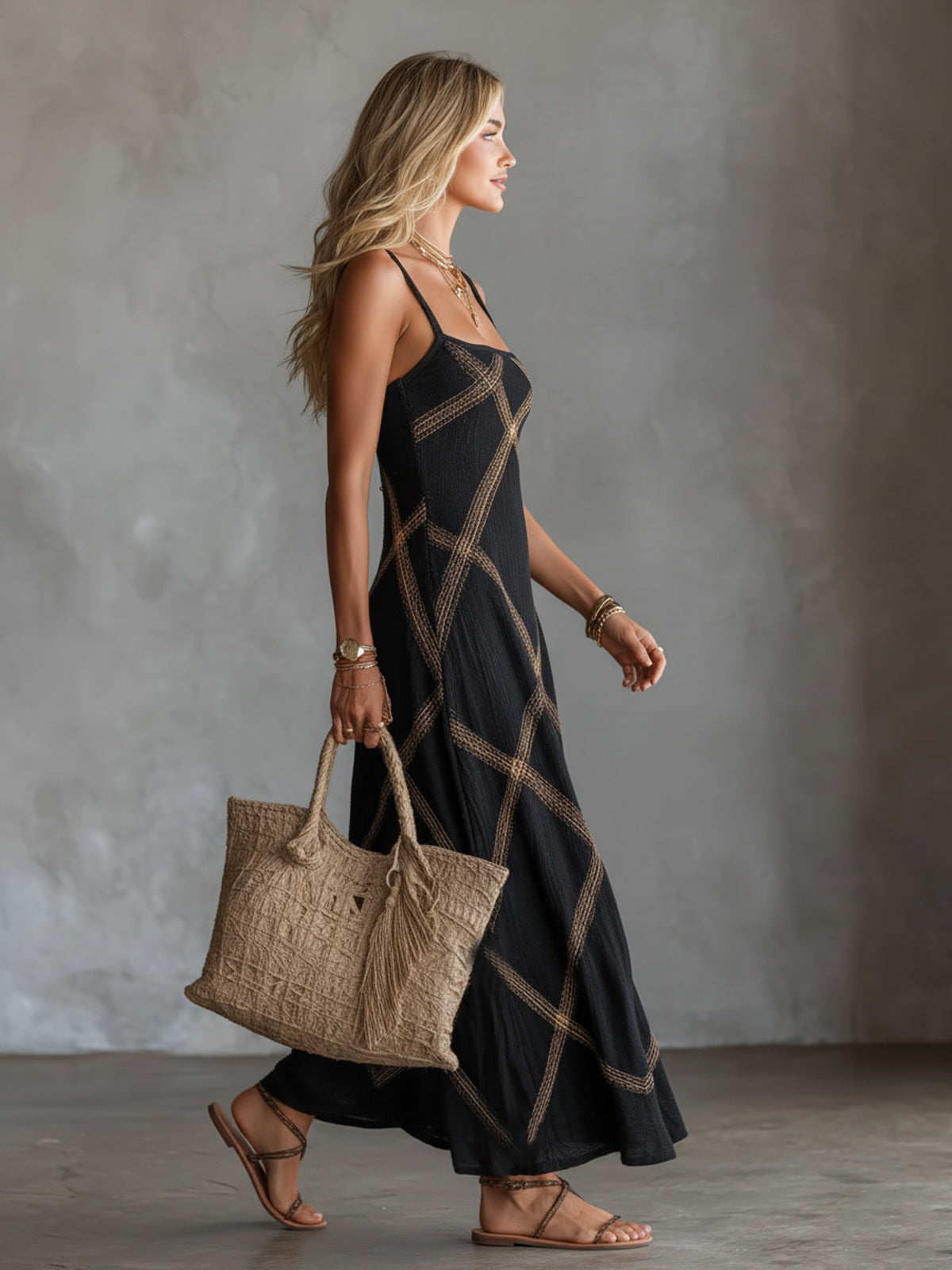Nijila | Vestido Maxi Bohemio Sin Mangas Con Estampado