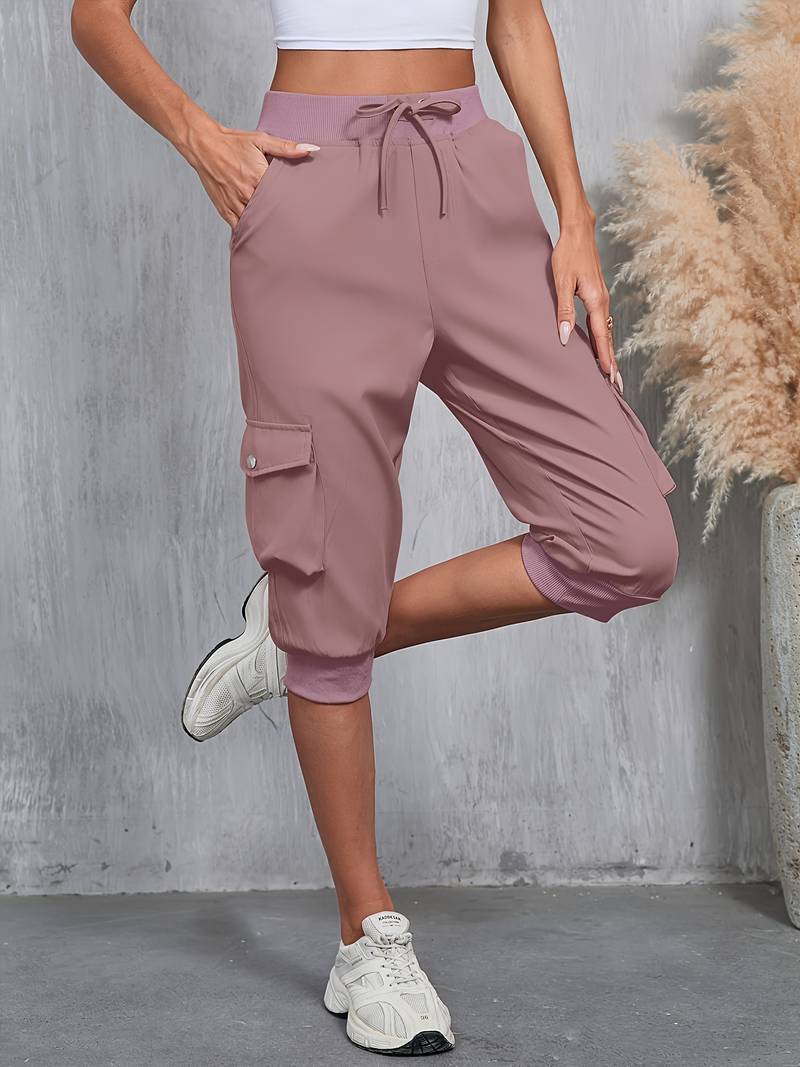 Kirabo | Pantalones Capri Tipo Jogger Cargo Con Cordón en La Cintura