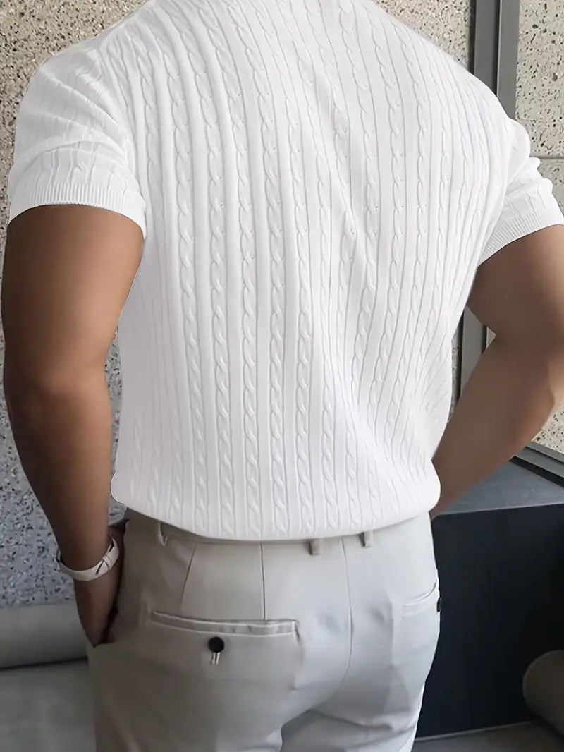 Kiril - Camiseta de Manga Corta Con uello Redondo y Punto Trenzado