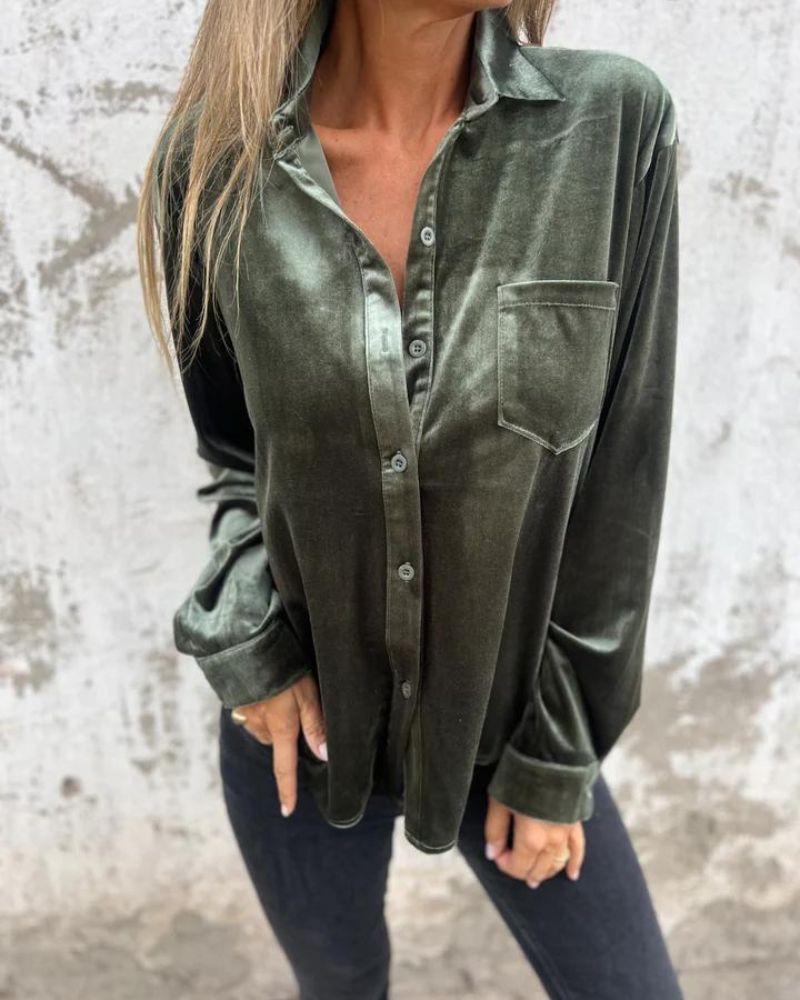 Arinka | Camisa de Terciopelo con Botones en la Parte Delantera