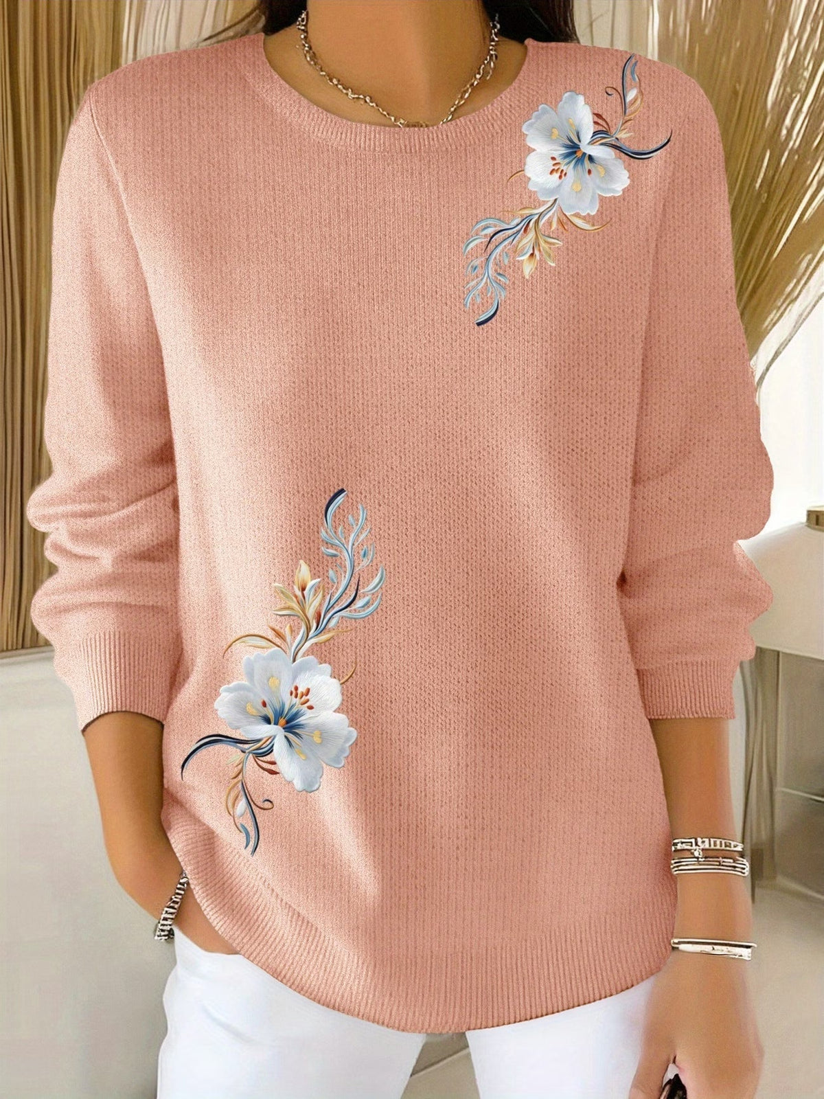 Adelurella | Suéter Floral Elegante de Manga Larga