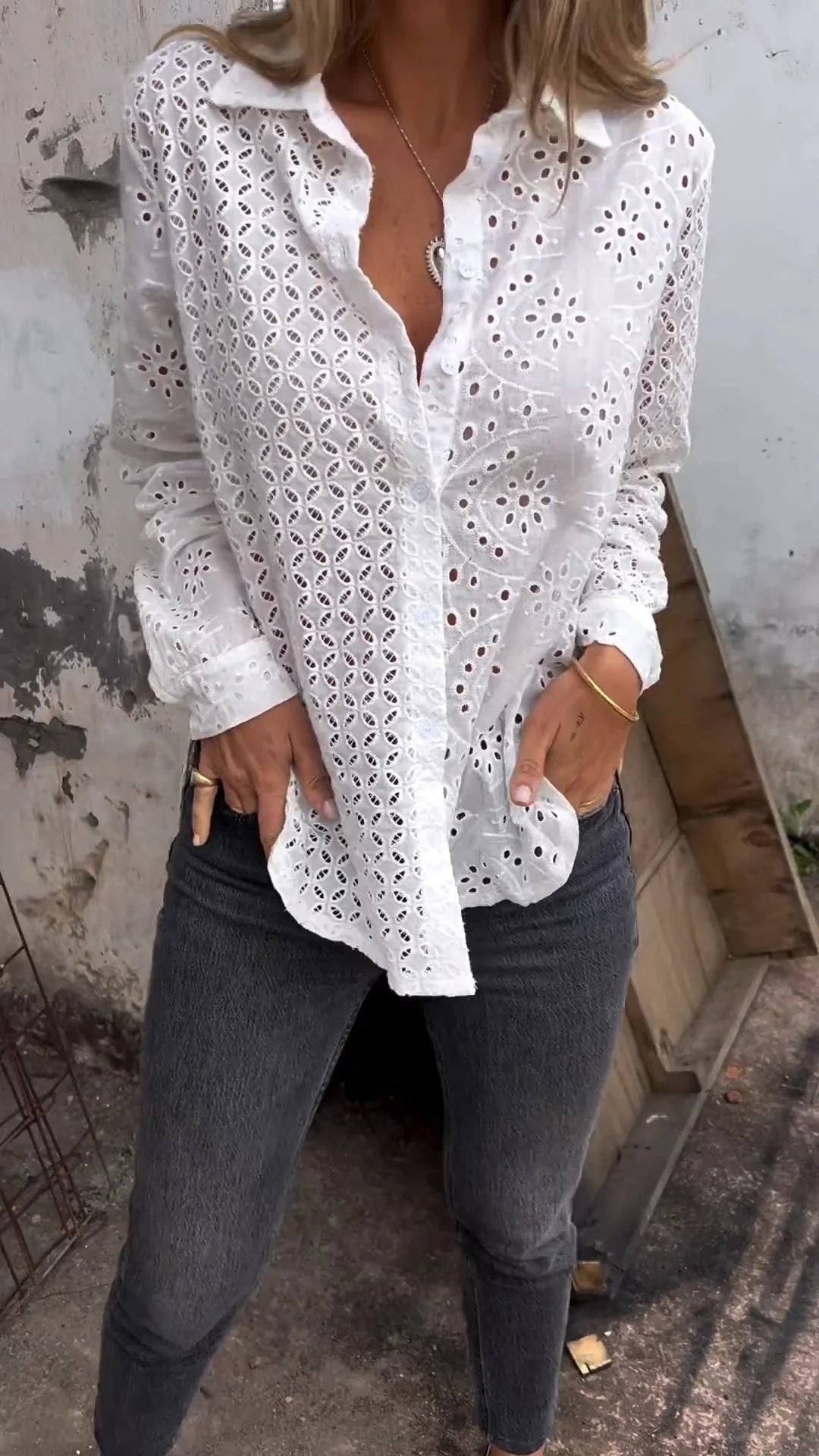 Tommie | Camisa De Manga Larga Con Botones Y Calados