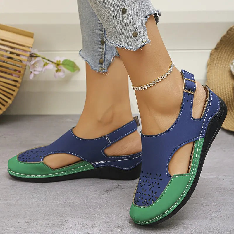 Anesa | Sandalias Cómodas Con Cuña Talón Abierto y Aberturas