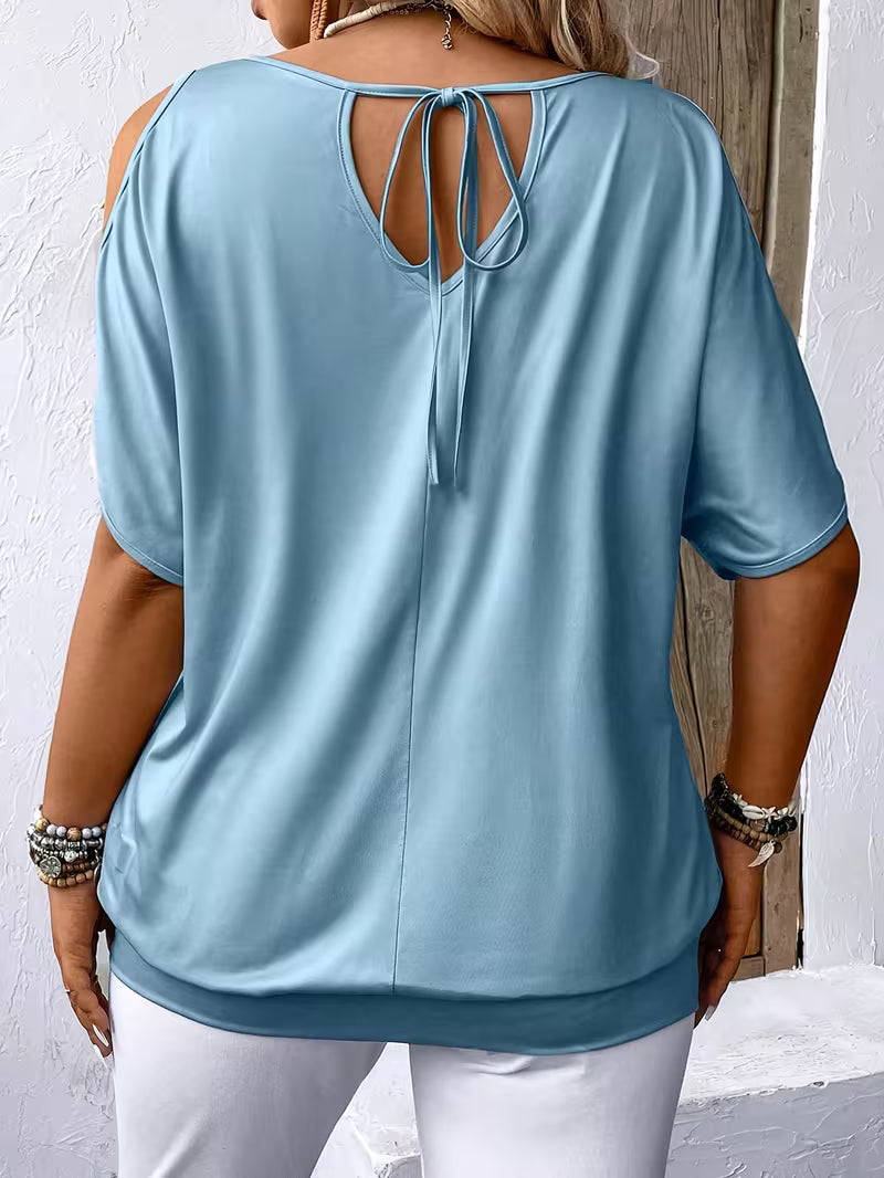 Liris | Blusa Con Hombros Al Aire Y Estampado De Plumas