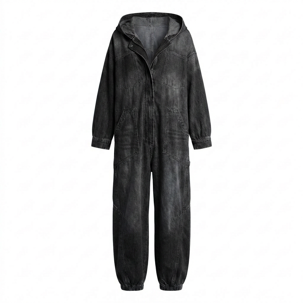 Estielle - Mono de Manga Larga Con Capucha de Denim