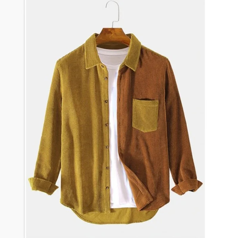 Geraldus | Camisa de Pana Con Paneles de Colores Contrastados y Bolsillo