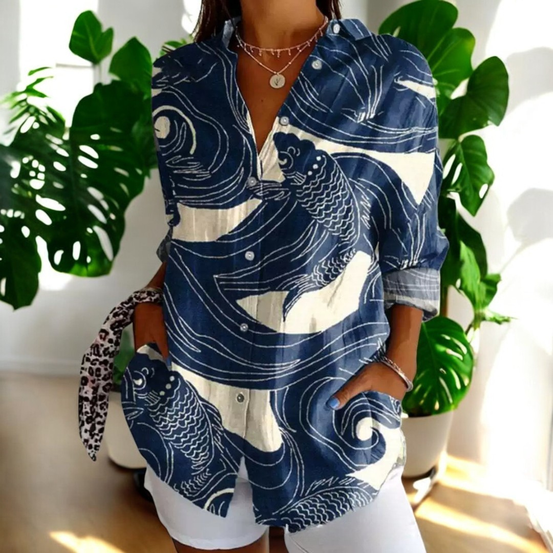 Elira | Camisa Floral Manga Larga Abotonada
