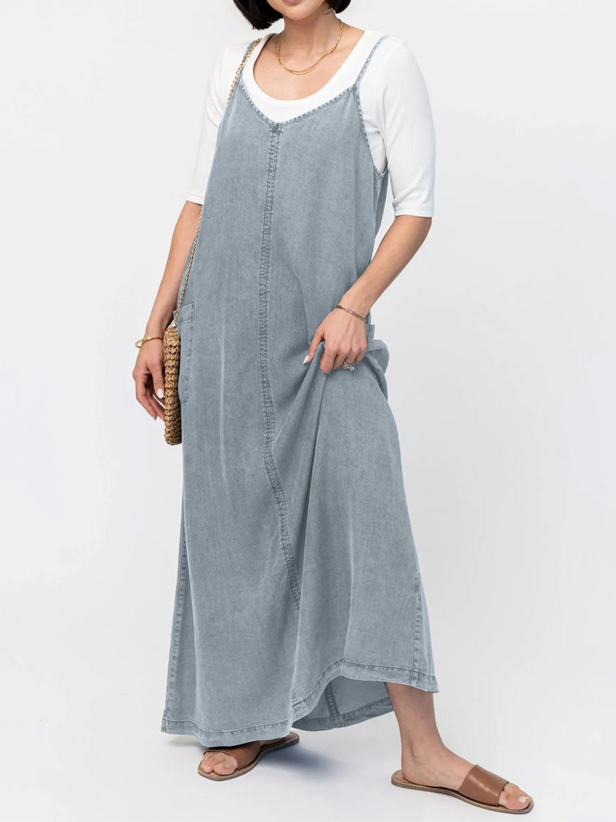 Éricaa | Vestido Largo de Corte Holgado Estilo Vaquero