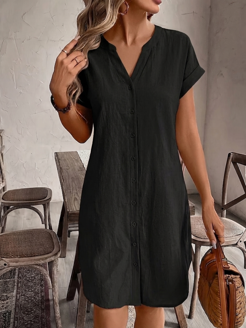 Khalela | Vestido Camisero Manga Corta con Botones