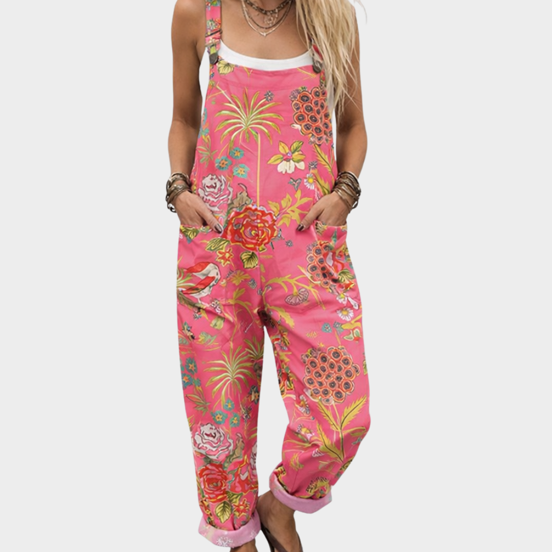 Coleene - Mono Sin Mangas Con Estampado Floral y Bolsillos
