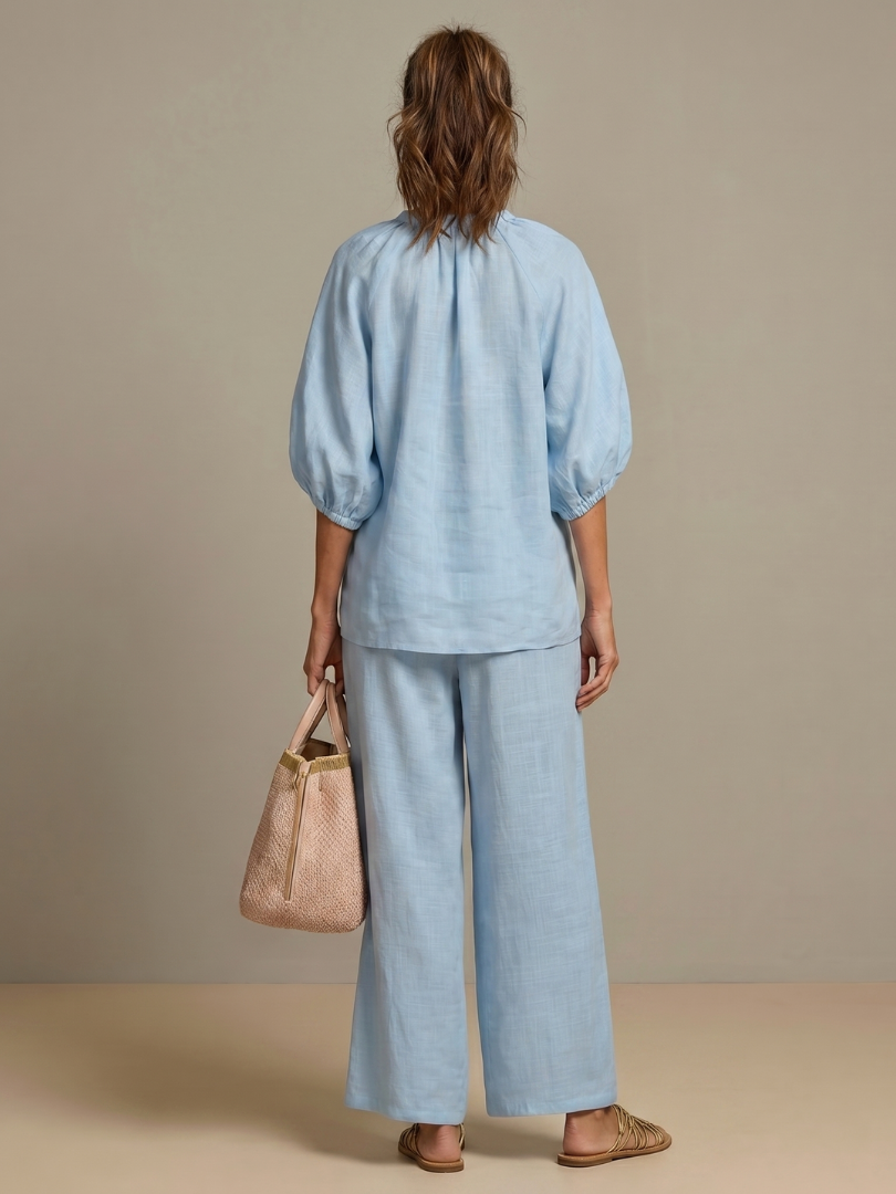 Sharina | Conjunto Blusa Cremallera Pantalón Ancho