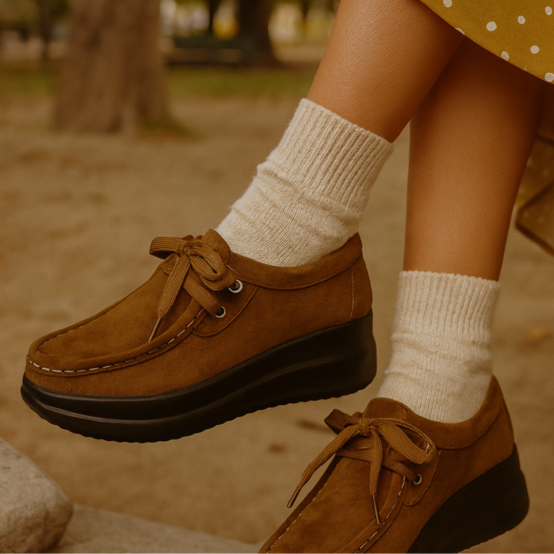 Tonja - Zapatos Cómodos Con Cordones Estilo Ante