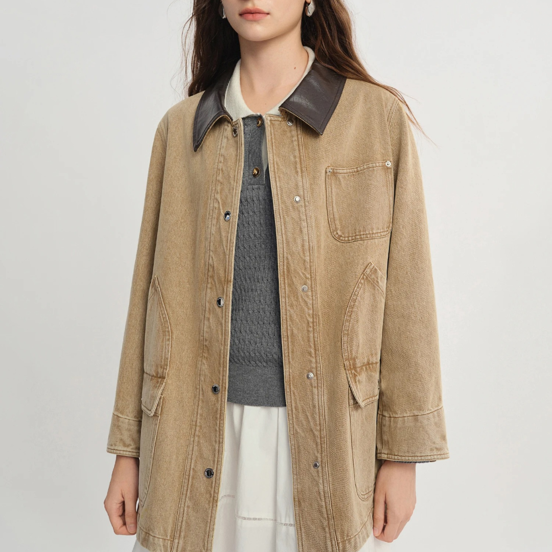 Prismflow | Chaqueta de mezclilla con cuello contrastante