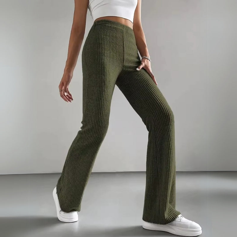 Kathrine | Pantalones De Punto Acampanados De Cintura Alta