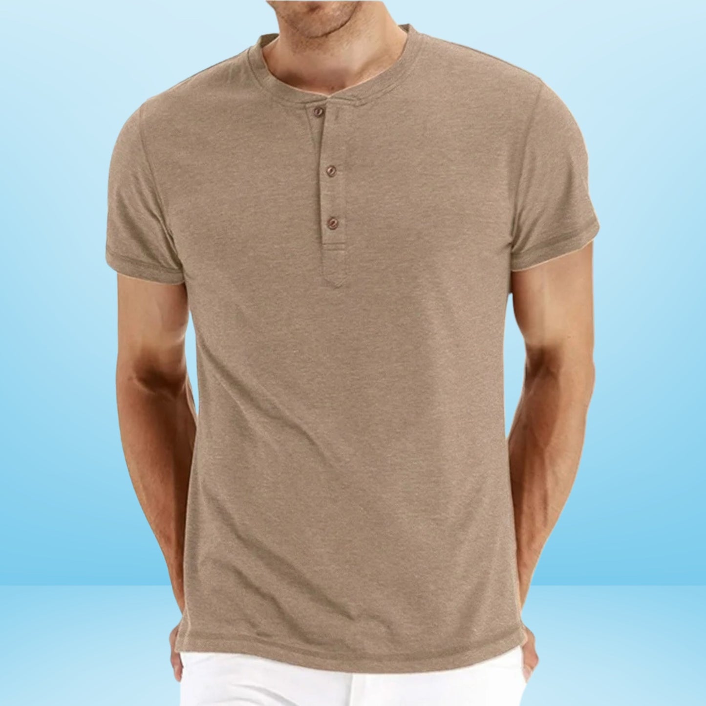Bilgert | Camiseta Henley de Manga Corta Lisa