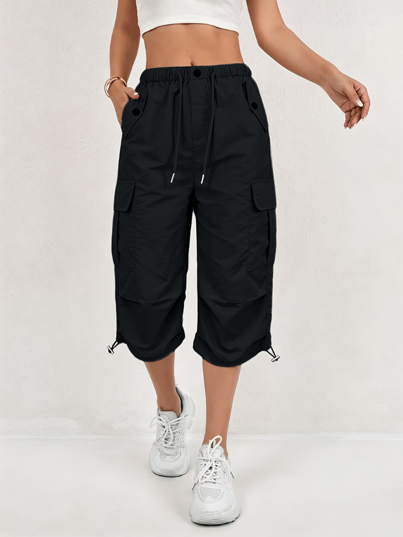 Nanna | Pantalones Cargo de Tres Cuartos Con Cordón y Bolsillos