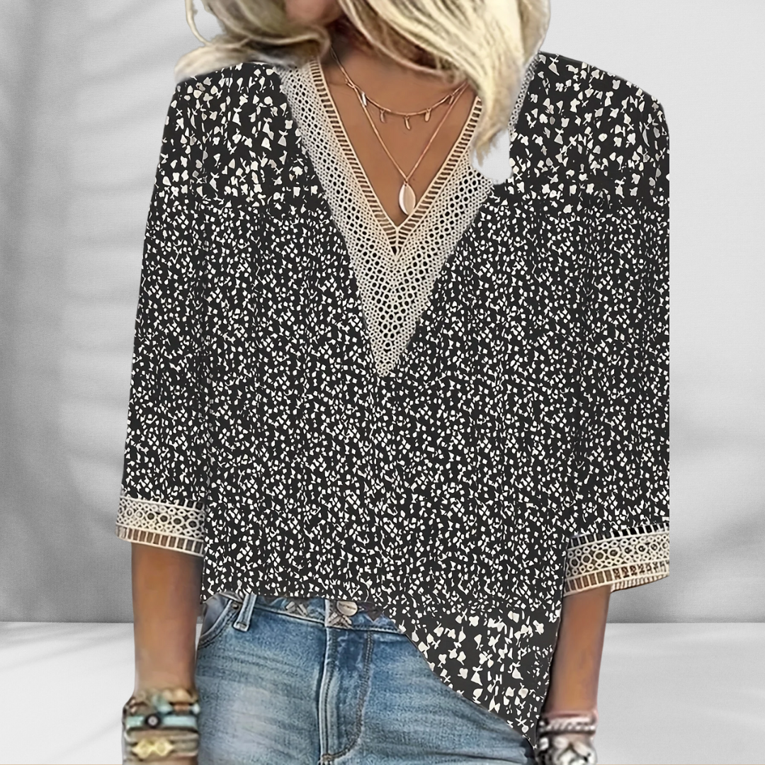 Maricela | Blusa Bohemia Estampada Con Escote en V