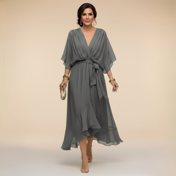 Harshani | Vestido Midi Cruzado Cuello V