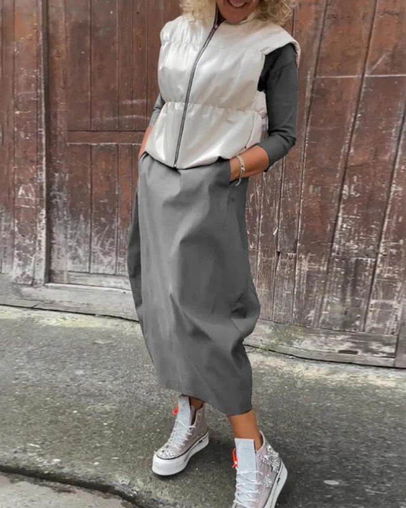 Magdana | Vestido MIDI De Manga Tres Cuartos Holgado