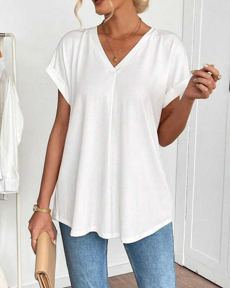 Liyanna - Blusa de Manga Corta Con Pliegues en la Espalda