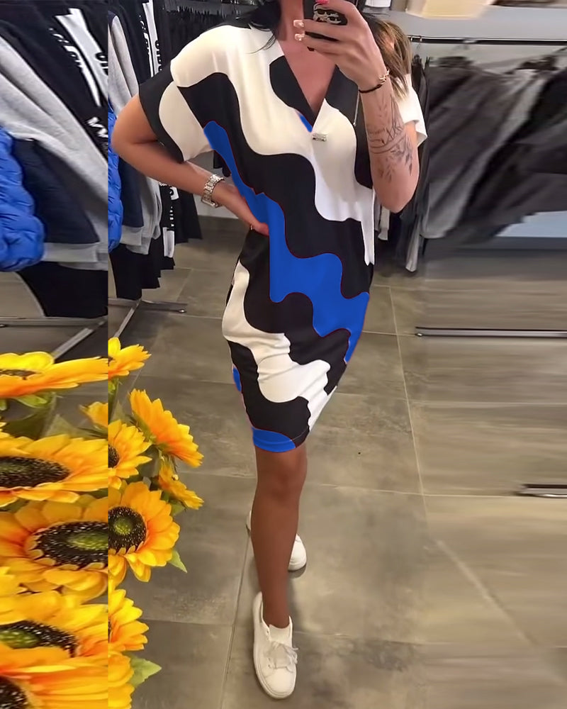 Penelope | Vestido Corto Estampado De Cuello en V
