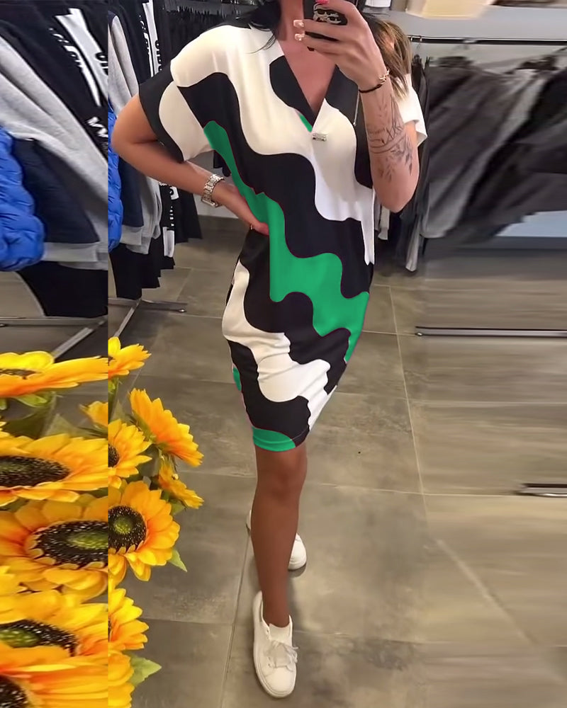 Penelope | Vestido Corto Estampado De Cuello en V