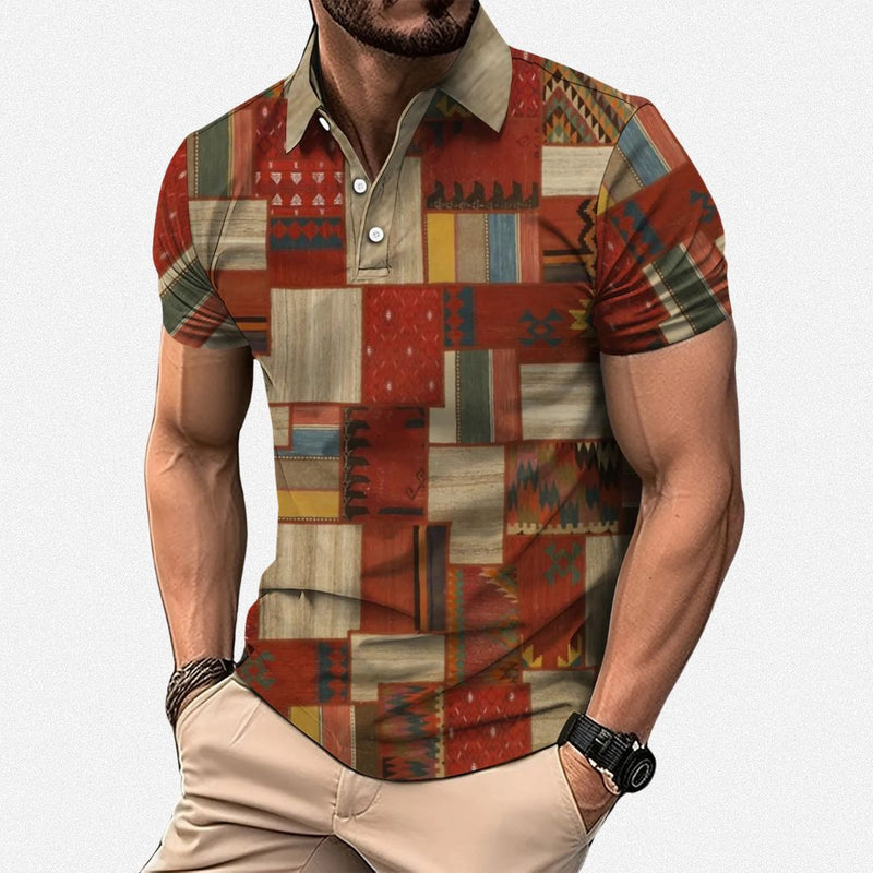 Gasan - Polo De Manga Corta Con Diseño Patchwork Multicolor