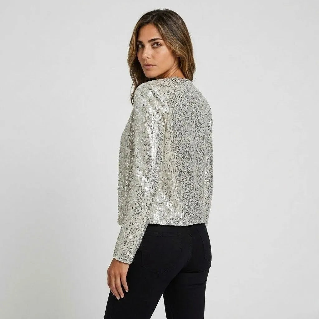 Amelia | Chaqueta con Lentejuelas y Frente Abierto