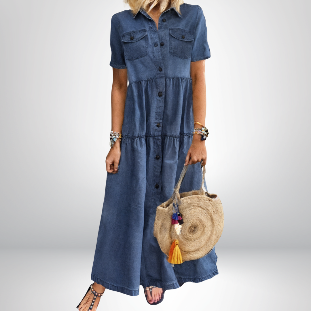 Leokadia | Vestido Denim Midi Con Botones