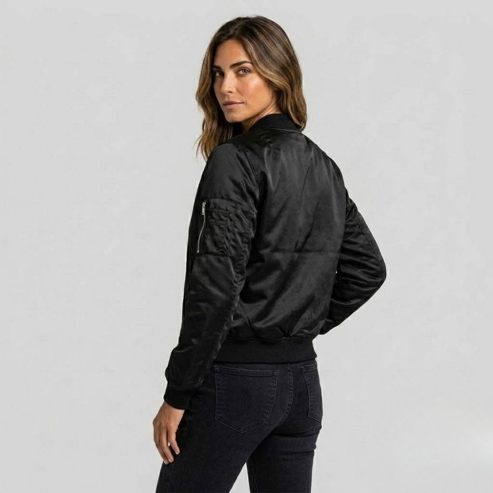 Sheila | Chaqueta Bomber con Cierre y Cuello Acanalado