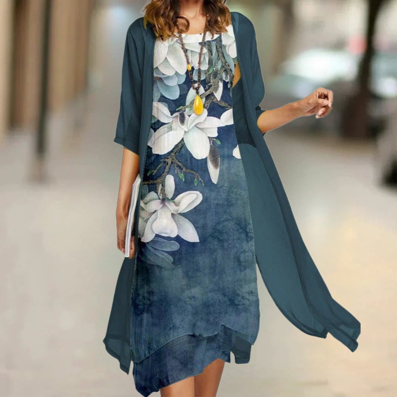 Nasira | Conjunto de Vestido sin Mangas con Estampado Floral