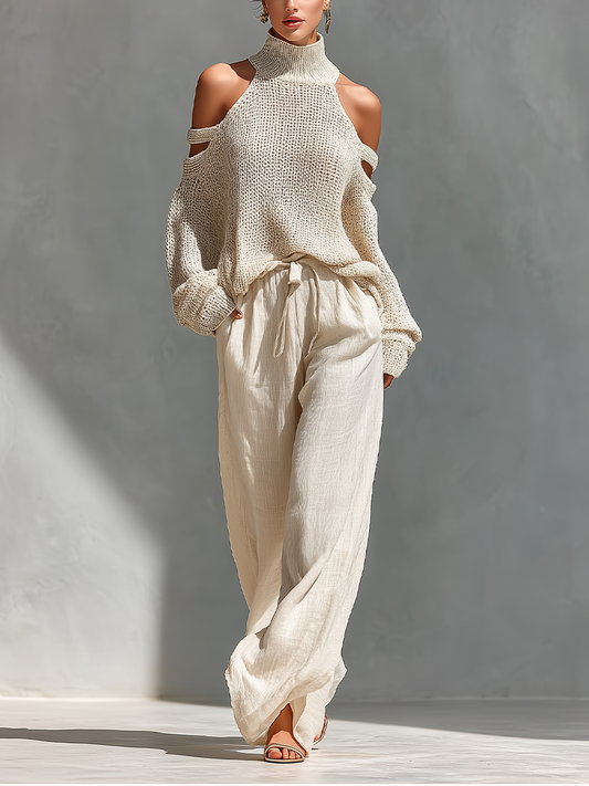 Elyzia | Conjunto De Top Tejido y Pantalón Ancho