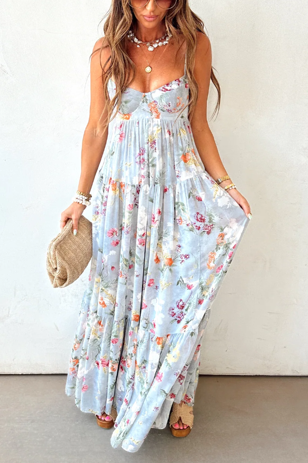 Samadhi – Vestido Maxi sin Mangas | Vestido Maxi Floral para Mujer