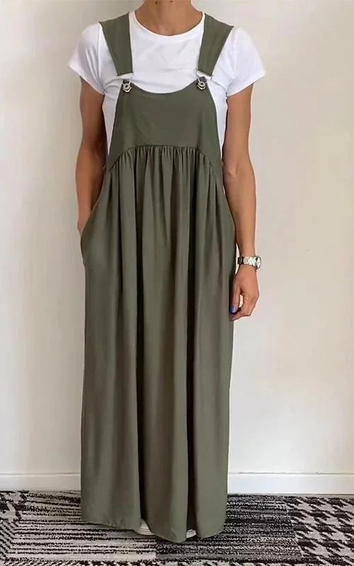 Regla | Vestido Largo Con Tirantes Y Bolsillos, Corte Holgado