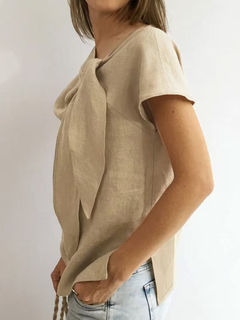 Jovea | Top con cuello atado y mangas cortas