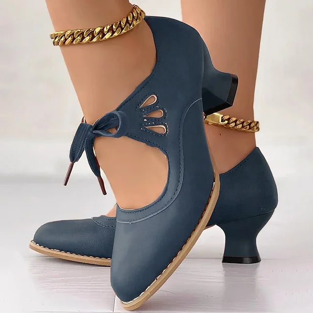 Zydrune | Zapatos Tacón Bajo Cordón Estilo Vintage