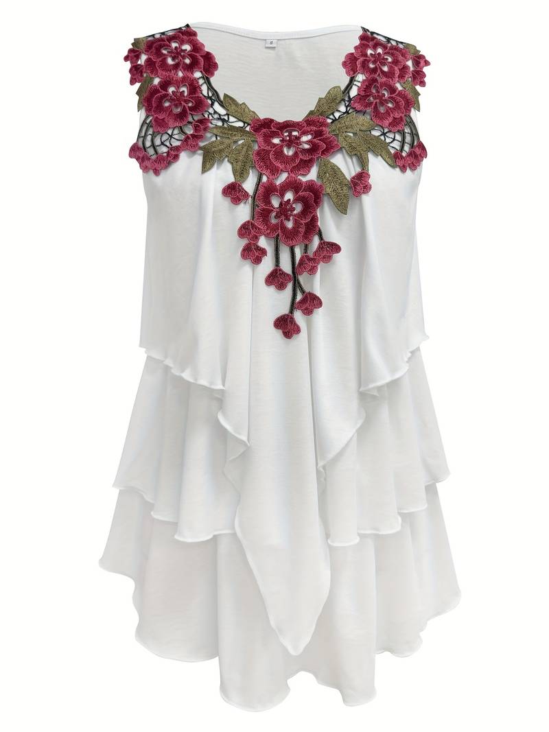Verunka | Blusa con Volantes y Escote en V Floral