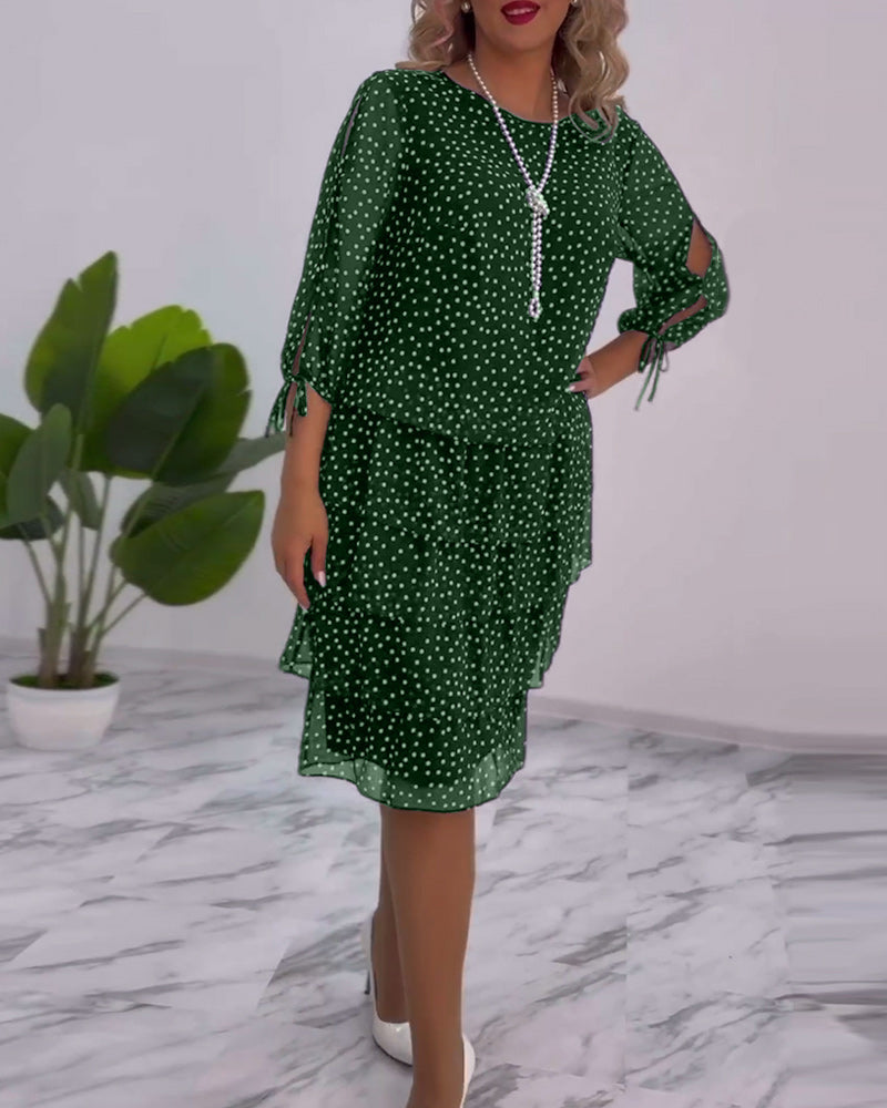 Meirit | Vestido Midi Escalonado Con Lunares