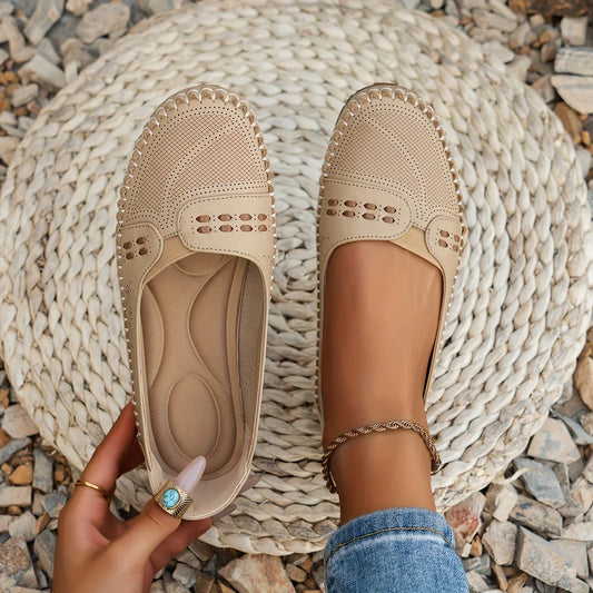 Gerdien | Mocasines Sin Cordones Perforados Para Mujer, Zapatos Planos Informales