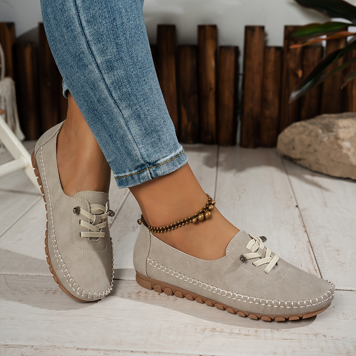 Zakiya - Mocasines Con Cordones Estilo Ante