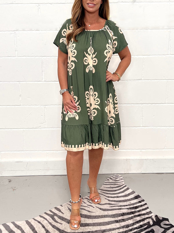 Ranee | Vestido Estampado con Mangas Cortas Amplias