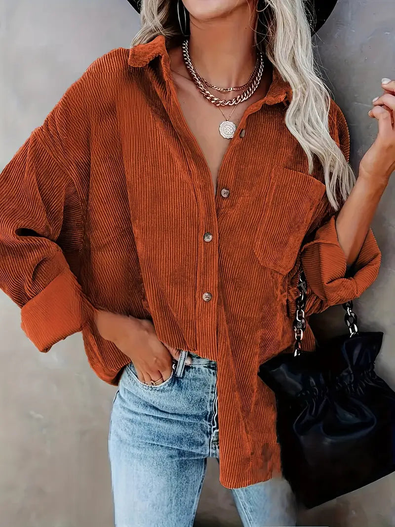 Irmela | Camisa de Manga Larga de Pana Con Botones