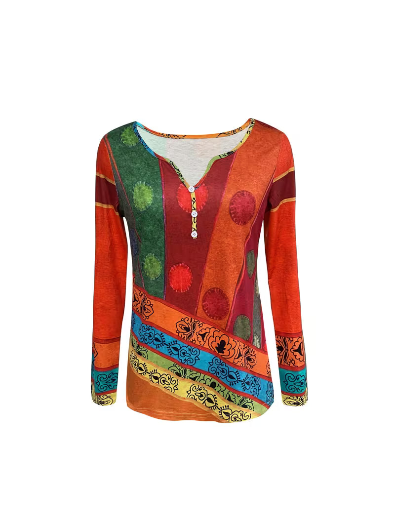 Solora | Blusa de Manga Larga con Estampado Étnico