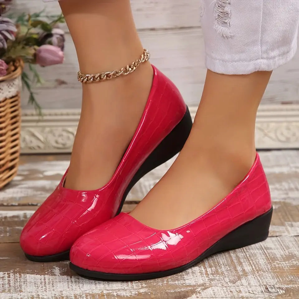 Rebekah - Zapatos Sin Cordones Con Cuña y Estampado de Cocodrilo
