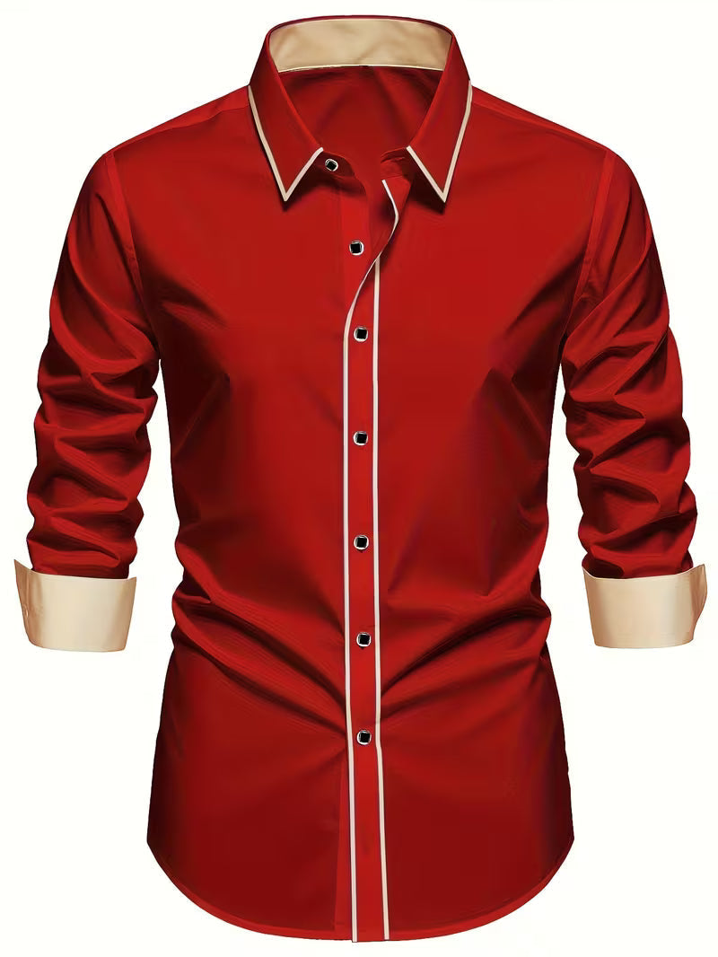 Daven | Camisa de Manga Larga con Ribete en Contraste