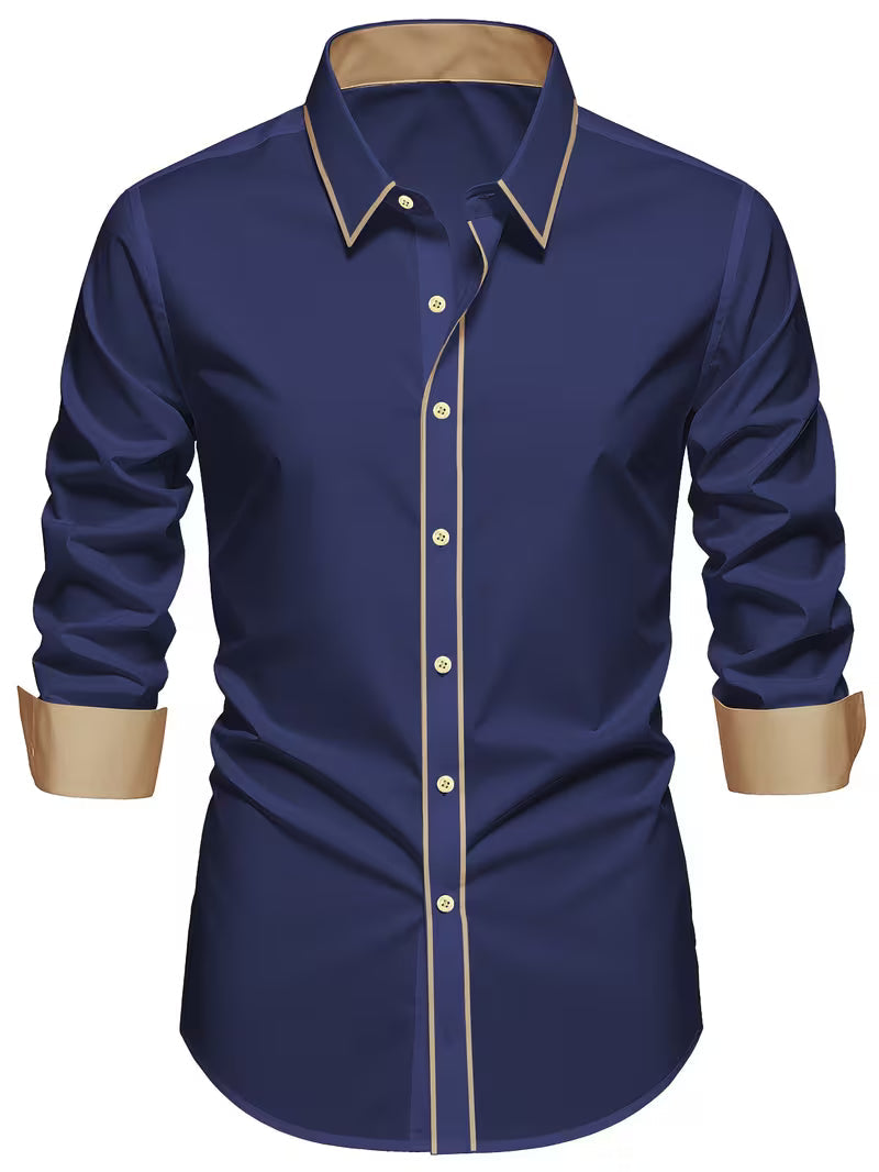 Daven | Camisa de Manga Larga con Ribete en Contraste