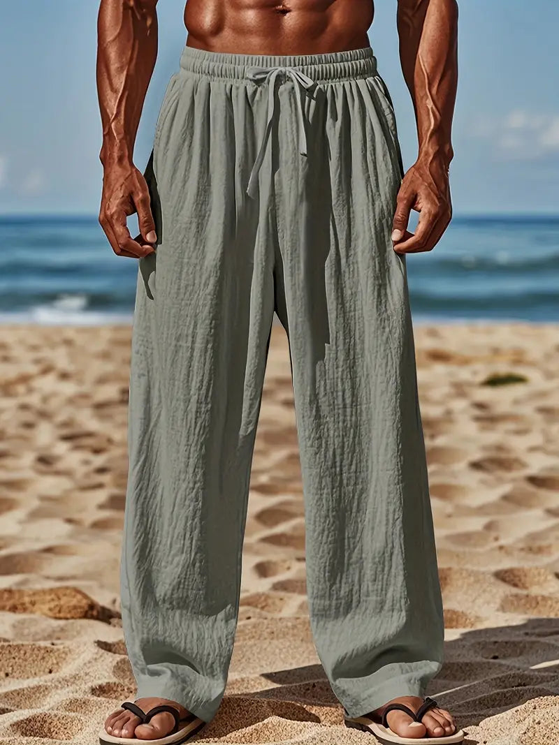 Babaev | Pantalones Anchos de Lino Con Cordón