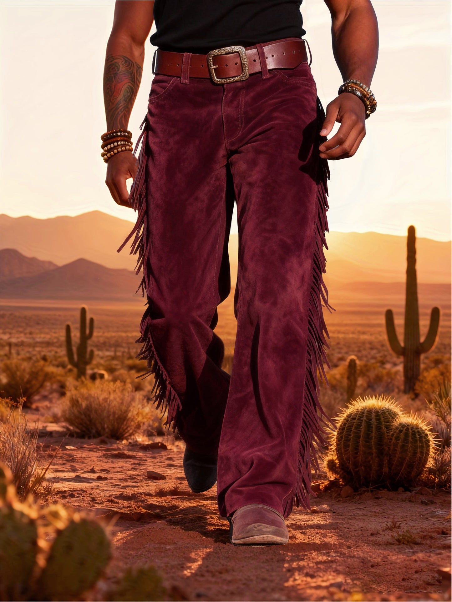 Altan - Pantalones casuales retro con flecos
