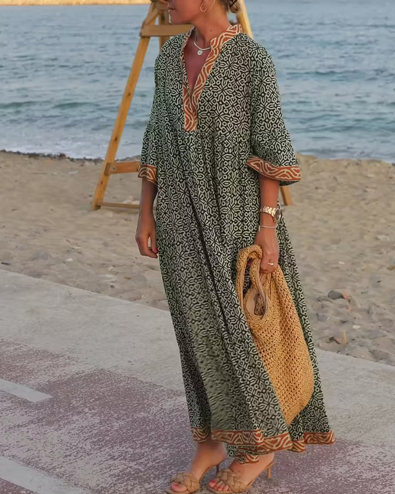 Amandi | Vestido Maxi Estampado Cuello V